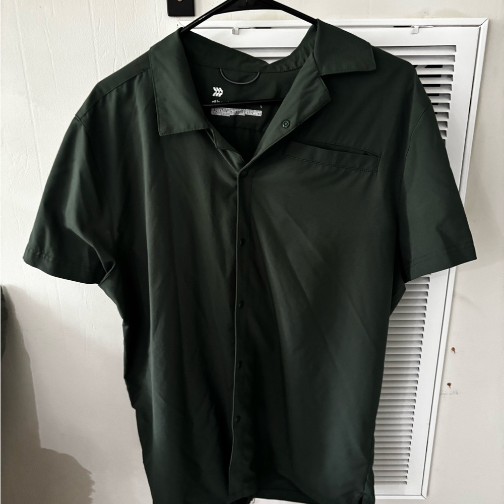 All in Motion Dark Green Casual Button Down Shirt